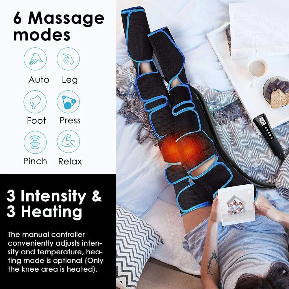 360° Foot Air Pressure Leg Massager Promotes Blood Circulation, Body Massager, Muscle Relaxation, Lymphatic Drainage Device 2023