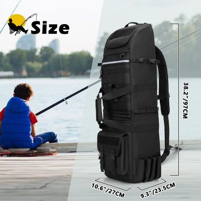 Fishing Backpack Holds 8 Rods & Reels, Fishing Tackle Bag with Compartment Fo...