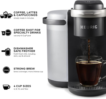 K-Cafe K-Duo Single Serve Coffee, Latte and Cappuccino Maker, 32 K-Cup Pods, Dark Charcoal