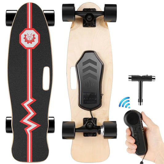 Electric Skateboard, 350W Electric Skateboard with Wireless Remote Control for Adult Teens, 12.4MPH Top Speed, 8 Miles Max Range, 3-Speed Adjustment, Load up to 220Lbs