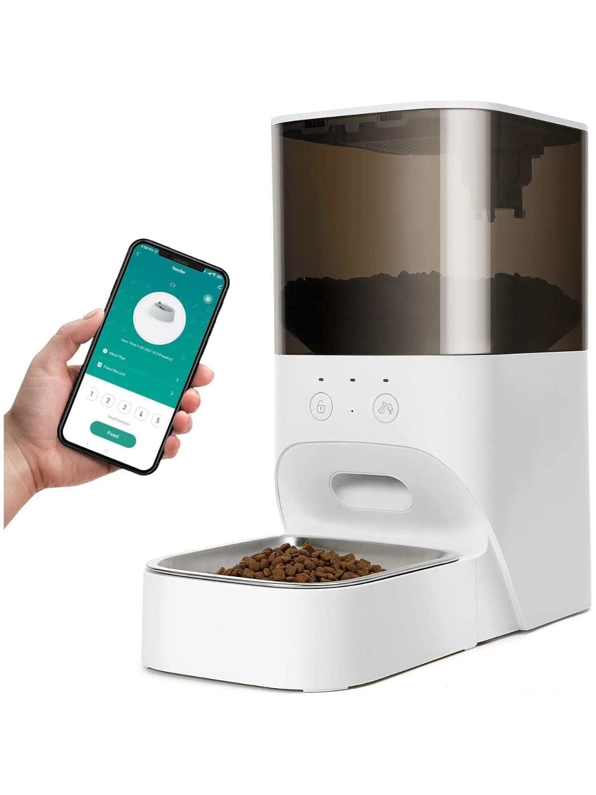 Cat Feeder W/App 4L Dog Food Dispenser Programmable Pet Feeder