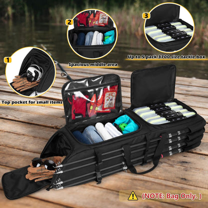 Fishing Backpack Holds 8 Rods & Reels, Fishing Tackle Bag with Compartment Fo...