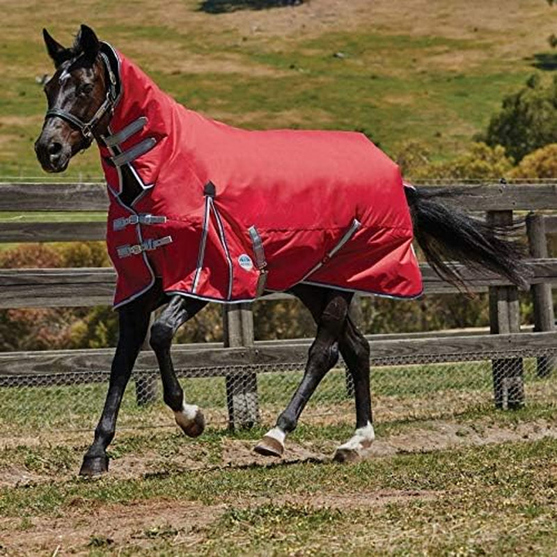 Comfitec Classic Combo Neck Lite Horse Blanket, Red/Silver/Navy, 81"