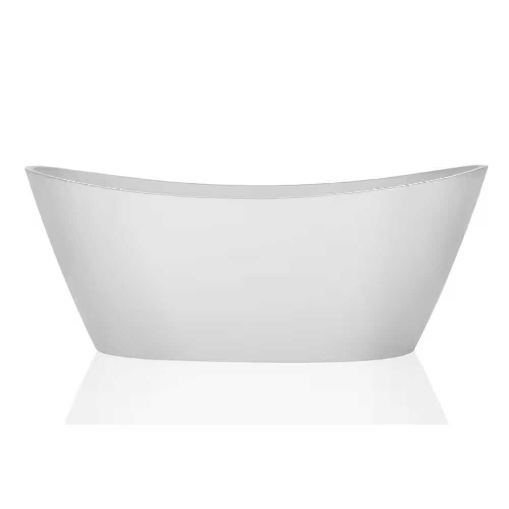 67 In. Luxury Freestanding Bathtub Stand Alone Flatbottom Acrylic Soaking SPA Tub Modern Style in White