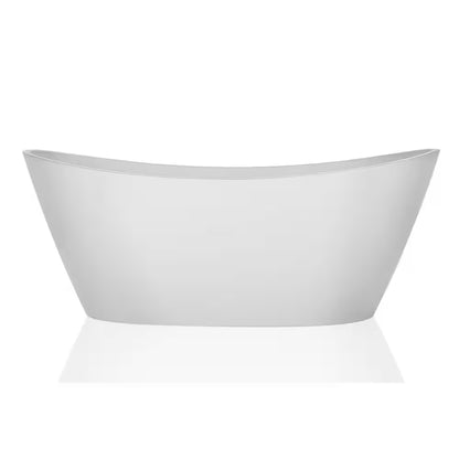 67 In. Luxury Freestanding Bathtub Stand Alone Flatbottom Acrylic Soaking SPA Tub Modern Style in White